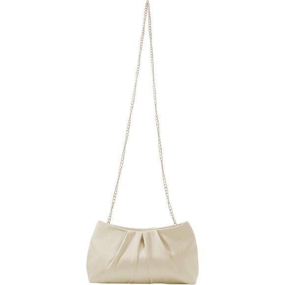Women's Unique Style Detachable Chain Bride Evening Formal Cream Clutch Handbag - Picture 3 of 6